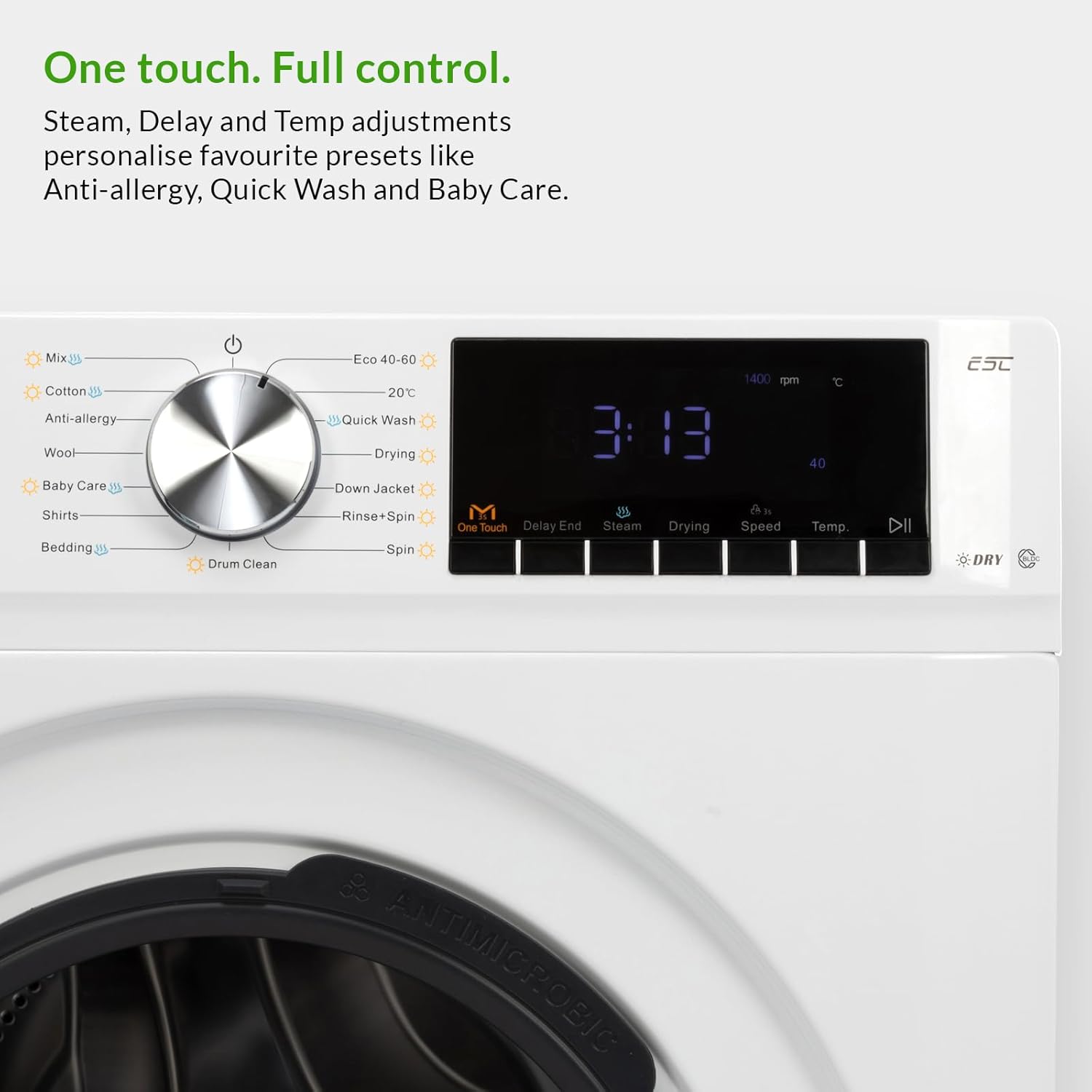 WWD8514WH 8kg 1400 Spin Washer Dryer with BLDC Inverter Motor - Image 4